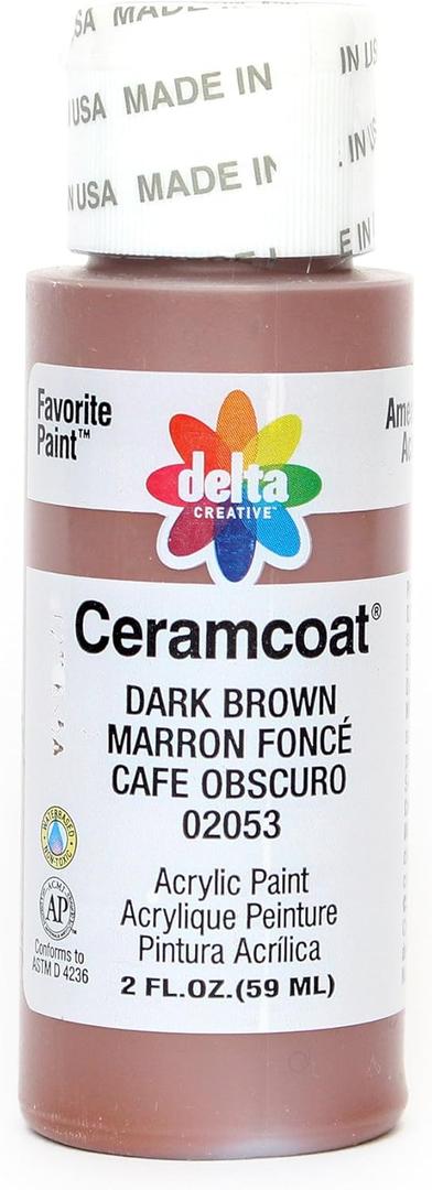 Delta Creative Ceramcoat Acrylic Paint in Assorted Colors (2 oz), 2053, Dark Brown (2 Fl Oz (Pack of 1))