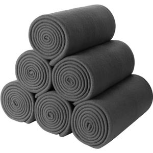 CAI TENG Fleece Throw Blanket Pack of 6 Blankets Bulk for Couch Bed 50x60 Kids Blanket Polar Fleece Fabric Soft Cozy Travel Blankets Lightweight Small Throws Wedding Gifts Yard Dark Grey