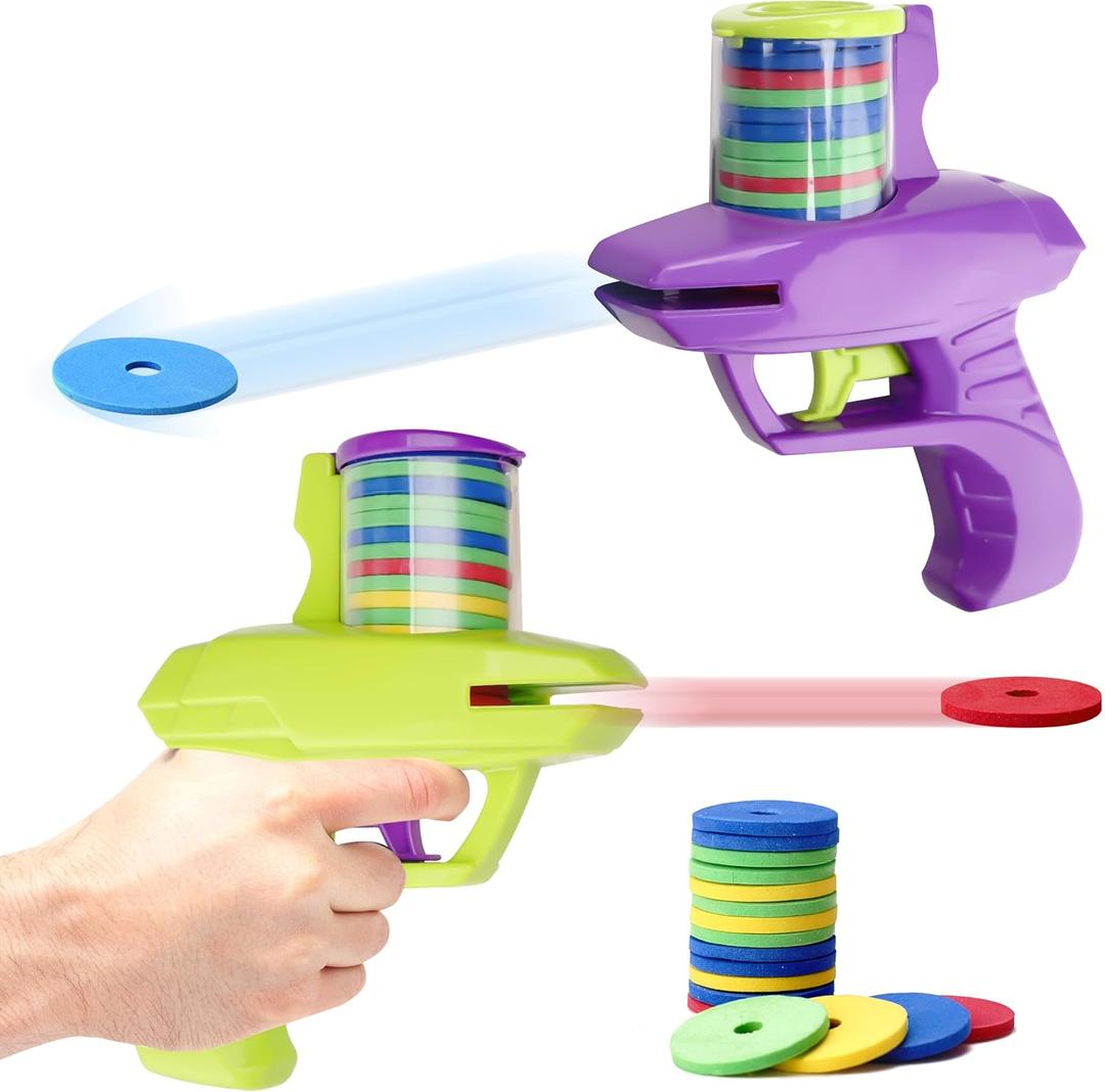 4PCS Foam Disc Launcher Flying Disk Handheld Shooter Indoor Shooting Game Outdoor Backyard Toy for Boys and Girls Birthday Gifts School Class Prizes