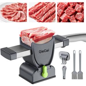 Fresh Meat Slicer Machine for Home, Kitchen Adjustable Thickness 2-4 mm Meat Cleaver for Fresh Beef, Pork Mutton, Chicken Breast, Making Beef Jerky Sticks BBQ Hot Pot