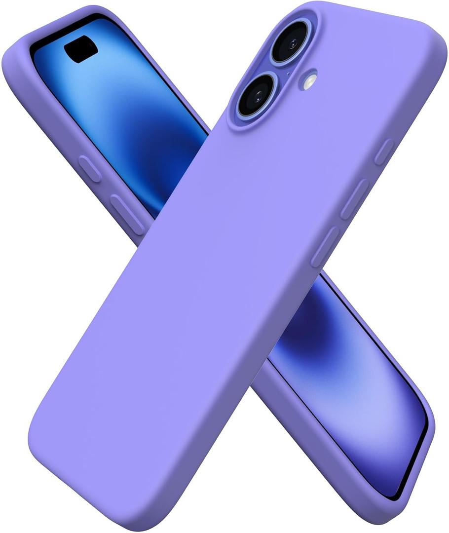 ORNARTO Compatible with iPhone 16 Case 6.1", Slim Liquid Silicone 3 Layers Full Covered Soft Gel Rubber Shockproof Phone Case, Protective Cover with Anti-Scratch Microfiber Lining-Periwinkle