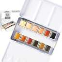 PHOENIX Skin Tone Watercolor Paint Set - 12 Flesh Colors Artist Grade Half Pans Palette Portrait Colors Watercolor Travel Set for Adults, Professional Artists