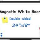 Double-Sided White Board Black Aluminium Frame, 24" x 18" Dry Erase Board Magnetic Whiteboard for Wall, Hanging Mounted Whiteboard Home, School, Office, Kitchen (24" x 18", Black)