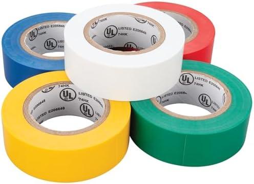 Performance Tool W549 5-Piece 3/4 in. x 30 ft. Colored Electrical Tape | Multicolor electrical tape assortment for shop, home, and auto applications. Weather- and cold-resistant rolls