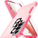 SPIDERCASE for Samsung Galaxy S22 Case, [10 FT Military Grade Drop Protection],2 Pack [Tempered Glass Screen Protector+Camera Lens Protector] Heavy Duty Shockproof Case, Pink