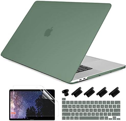 DONGKE Compatible with Older MacBook Pro 16 inch Case 2020 2019 A2141, Matte Plastic Hard Shell Case & Keyboard Cover for MacBook Pro 16 inch with Retina & Touch Bar Fits Touch ID, Midnight Green