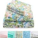 Vonty Kids Bed Sheets Twin Lovely Jungle Elephant Giraffe Sheets for Boys & Girls, Soft Microfiber Easy Wash Bedding Set (1 Fitted Sheet + 1 Flat Sheet + 1 Pillowcase)