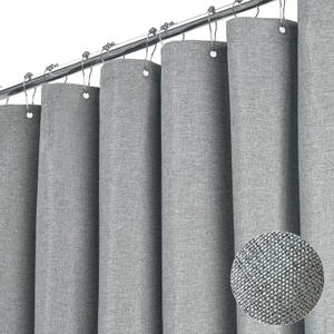 BTTN Grey Fabric Shower Curtain, 230GSM Linen Textured Heavy Duty Cloth Shower Curtain Set with Hooks, Waterproof Neutral Weighted Hotel Luxury Decorative Shower Curtains for Bathroom(Gray, W72xH72) (72"W x 72"L (Pack of 1), Grey)