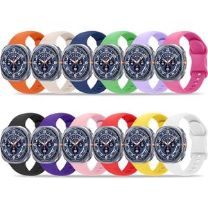 12 Pack Bands Compatible with Samsung Galaxy Watch 8 40mm 44mm/Galaxy Watch 8 Classic 46mm/Galaxy Watch Ultra 47mm Band for Women Men, No Gap Soft Silicone Sport Breathable Replacement Strap