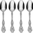 Oneida Michelangelo Fine Flatware Teaspoons, Set of 4 , 18/10 Stainless Steel, Silverware Set, Dishwasher Safe