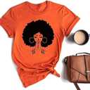 Black History Shirts Awareness Shirts Plus Size Tops for Women Afro American Natural Hair Vintage Melanin Tees (XX-Large, Orange)