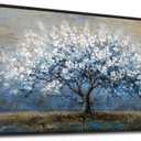 KELIYUAN Large Canvas Wall Art For Living Room Abstract Tree Wall Decor For Bedroom Wall Painting Blue Tree Picture Black Framed Office Dining Room Decor Artwork Hotel Room Mural Home Decor 20"X40" (40L" x 20W", Abstract Tree 2 Black Framed)