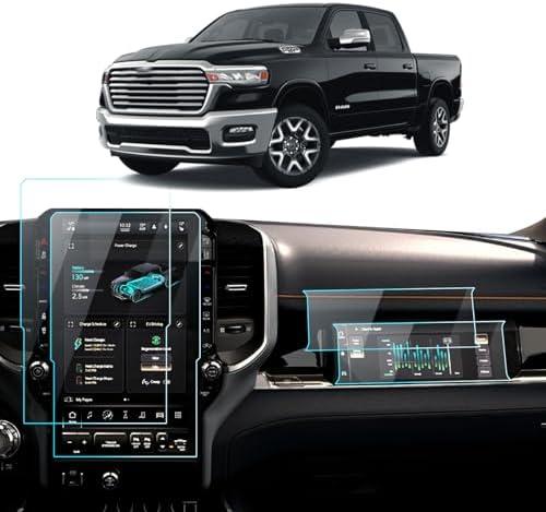 LANTU 2025 2026 ram 1500 screen protector for Dodge RAM 1500 2500 3500 Laramie/Rebel/Limited/Limited Longhorn/Tungsten Uconnect Accessories Navigation & Passenger Seat Nano Screen Protector Film 14.4''&10.25''-4 Pack