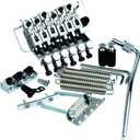 Double Rocking Tremolo Bridge, 6 String Electric Guitar Spring Stabilizer Device Double Vibrato System Tailpiece Saddle Playing Accessories Replacement (S1000 Chrome, 42mm String Lock Length)