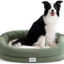 Orthopedic Dog Bed for Large Dogs, Pet Sofa Bed with Egg Crate Foam, 4-Sided Bolster, Removable Washable Cover & Anti-Slip Bottom, Large Calliste Green