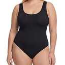 DANAZANA Women's Tank Top Bodysuit Square Neck Sleeveless Thong Body Suit Stretchy Backless Bodysuits S-