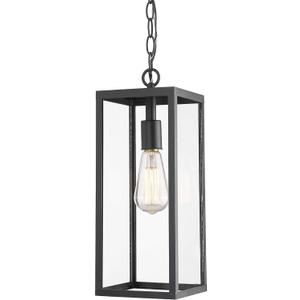 Bestshared 15 Inch Outdoor Pendant Lantern Light, Exterior Hanging Lights, Modern Porch Pendant Lighting Fixture with Clear Glass,Outdoor Indoor Ceiling Lamp for Patio, Pathway,Hallway