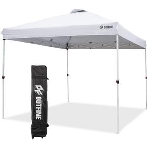 OUTFINE Pop-up Canopy 10x10 Patio Tent Instant Gazebo with Wheeled Bag, Sandbags x4, Tent Stakes x8 (Light White, 10 * 10FT)