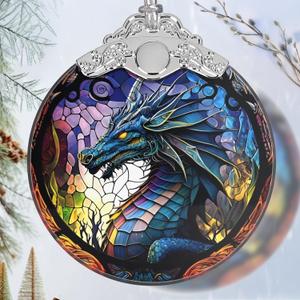 Stained Glass Dragon Christmas Ornament - Holiday Home Decor - Tree Decoration - Gift Exchange Idea