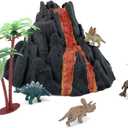 Enjoyin Volcano Dinosaur Playset Including 4 Dinosaurs and 2 Trees Volcano Dinosaur Toys for Kids