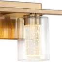 3-Light Gold Bathroom Vanity Light Fixture, Dimmable 5CCT Brushed Brass Bathroom Lights,2700K-6500K Modern LED Wall Sconce Over Mirror with Clear Glass and Crystal Bubble