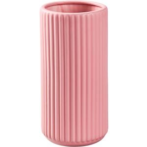 Pink Ceramic Flower Vase for Pampas Grass, 8 inch Small Decorative Centerpiece Ribbed Vase for Dining Table, Office Desktop, Shelf Bookshelf, Mantel, Entryway, Bathroom, Countertop, Farmhouse, Gift