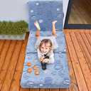 MeMoreCool Glow Space-Themed Foldable Floor Mattress for Kids, Trifold Nap Mat with Planets and Stars, Portable Daycare Sleeping Futon or Floor Bed, 57x22 Inch (Blue Astronaut)