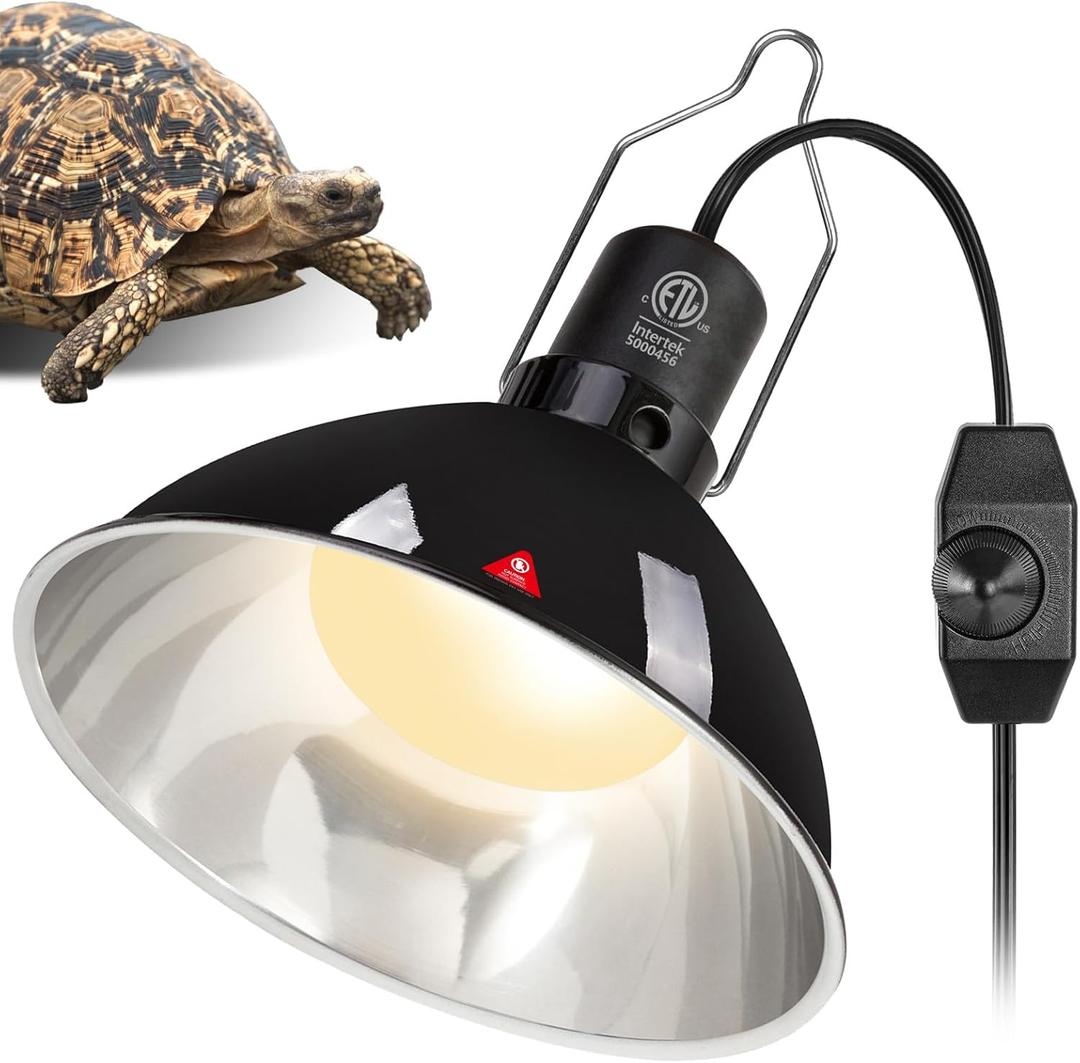 REPTI ZOO Upgrade Reptile Light Fixture with Dimming,8.5 inch Deep Dome Lamp Fixture for Reptile Tank Terrarium, Reptile Heat Lamp Fixture for UVB UVA Bulb Basking Heat Bulb