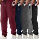 Mens Sweatpants with Zipper Pockets 5 Pack Athletic Joggers for Men Warm Slim Fit Track Workout Running Sweat Pants L