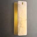 Rectangular Alabaster Wall Sconce 16 Inch, Natural Spanish Stone Brass Gold Wall Light, Modern Marble Sconces Dimmable E12 Hardwired Bathroom Vanity Light Fixture for Mirror, Bedroom, Hallway(1 Pcs)