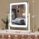 FENNIO Vanity Mirror with Lights - 15"x12.6" LED Lighted Makeup Mirror, Large Makeup Mirror with Lights, Touch Screen with 3-Color Lighting, Dimmable, for Vanity Desk Tabletop, Bedroom