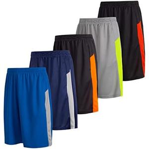 5 Pack: Men's Dry-Fit Sweat Resistant Active Athletic Performance Shorts, XXL