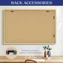 An&He Bulletin Board 24 x 36 Inches, Linen Pin Board with Sawtooth Hangers & 10 Push Pins, Wall Mounted Cork Notice Board for Office, Home, School, Classroom, Gold