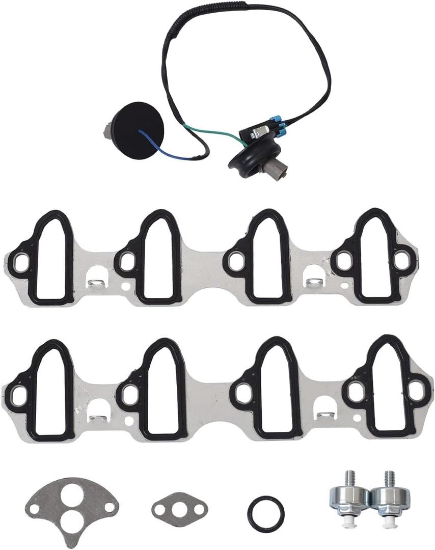 Knock Sensor Wire Harness Intake Manifold Gasket Set for Chevy Silverado 1500 Suburban Tahoe, GMC Sierra Yukon, Cadillac Escalade 4.8L 5.3L 6.0L MS98016T