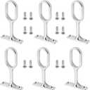 MroMax 10Pcs 0.63" x 1.18"(WxL) Oval Closet Rod Support Zinc Alloy Middle Mounting Bracket with Installation Screws Electroplated Surface Wardrobe Flange Holder Closet Shelf Rod Brackets Silver Tone