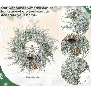 Civaner 12 Pcs Small Christmas Wreath Real Touch 10 Inch Christmas Kitchen Cabinet Wreaths with Bell Mini Wreaths Rustic Farmhouse Decoration for Xmas Front Door Window Home Table Pillar Decor