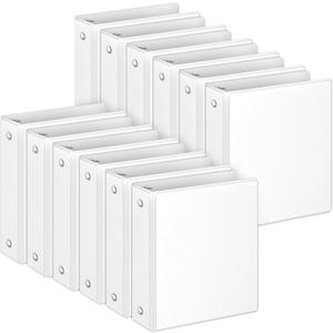 3 Ring Binders, 2" Round Rings 12 Pack, Fits 8.5x11in, View 2 Pocket, White