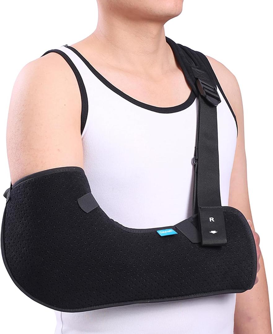 Cozyhealth Arm Sling Shoulder Injury Immobilizer Rotator Cuff Support Brace for Sleeping, Comfortable Medical Sling Arm for Shoulder Injury, Left and Right Arm for Men and Women (Medium) (Black)