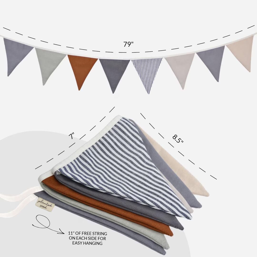 Pennant Banner & Nursery Bunting, Multicolor Baby Garland, Hanging Flag Banner for Nursery Decor, Children's Room, Playroom, Baby Shower Banner, Tent Decorations & Room Decor 6.5 Feet