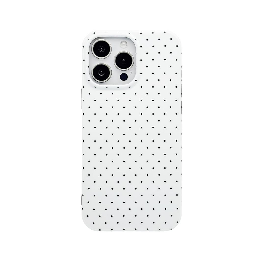 Reoomukk Vintage Polka Dot Phone Case for iPhone 15 6.1", Aesthetic Trendy Cute Boho Pattern Classic Elegant Slim Chic Pretty Protective Cover for Girls Women,White