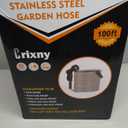 100ft Garden Hose, Heavy Duty Metal Water Hose 100 ft with 10 Function Nozzle, Flexible No-Kink, Pet-Proof & Puncture-Proof Stainless Steel Outdoor Hose for Yard