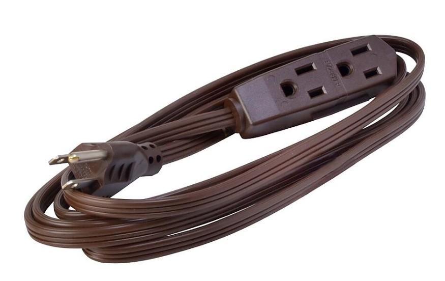Woods 8-ft 16 / 3 3 Prong Brown Indoor SPT-2 Light Duty General Extension Cord