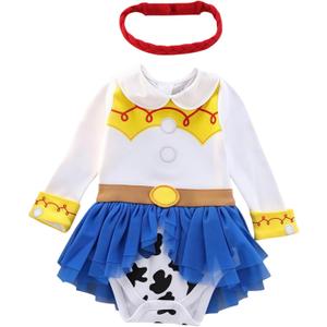 Princess Dresses Baby Girls Costume for Infant Romper Onesie Babysuit Birthday Christmas Halloween with Headband 0-18Months (E18) 0-3 Months