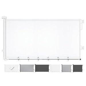 Cumbor 37-55" Retractable Baby Gates for Stairs & Doorways, Hardware Mounted Mesh Dog & Pet Gate, Easy Walk Through, One-Hand Operation, Anti-Crawl Adjustable Safety Gate for Dog, Indoor Outdoor White