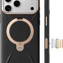 TORRAS Q3 VegSkin for iPhone 17 Pro Max Case Leather, 360 Spin Magnetic Stand, Fit for MagSafe, Camera Control, Shockproof Premium Organic Silicone Leather Case for iPhone 17 Pro Max, Midnight Black