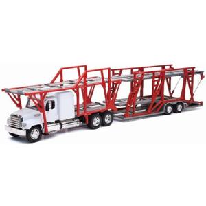 New-Ray Freightliner 114SD Auto Transporter White and Red Long Haul Trucker Series 1/32 Diecast Model 10983, 23 x 3.5 x 5.25 inches