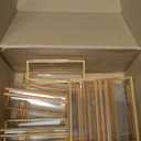 Acrylic Sign Holder Double Sided Menu Holder Vertical Stand Picture Frames Display Stand with Gold Border for Wedding Table Number, Restaurant Sign, Photo Display, 4" x 6" (6 Piece)