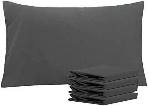 NTBAY Queen Pillowcase Set - 4 Pack Brushed Microfiber 20x30 Pillowcases - Soft, Wrinkle-Free, Fade-Resistant, Stain-Resistant, Dark Grey Pillowcases with Envelope Closure - 20x30 Inches, Dark Grey