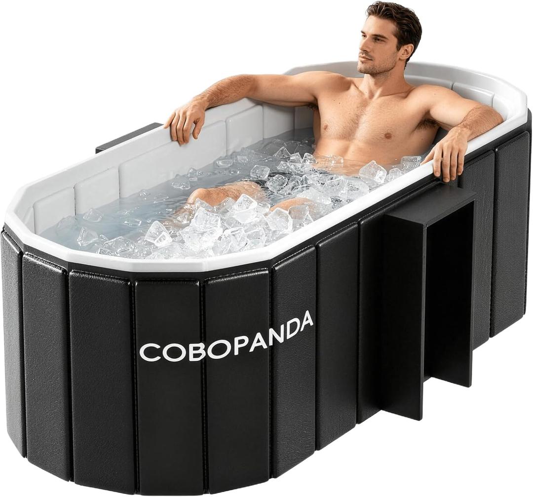 Portable Bathtub for Adult 59" Large Collapsible Cold Plunge Bathtub Foldable No Installation Ice Bath Tub for Shower Stall, Bathroom Hot SPA Soaking Standing Tub, 59''Lx21.6''Wx19.7''H