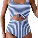 Eomenie Women's One Piece Swimsuit Tummy Control Slimming Bathing Suit Cutout Tie Knot Swimwear, Large